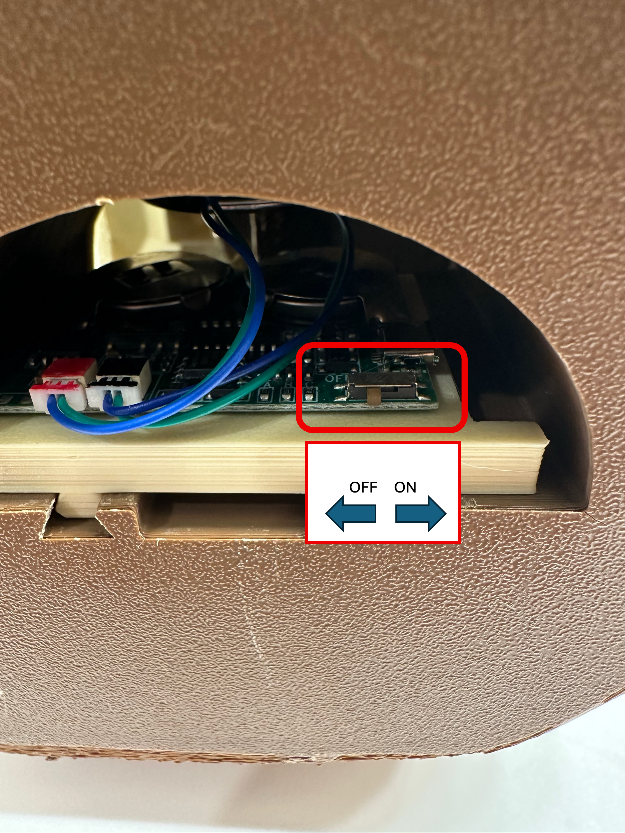 The On/Off switch on the underside of Freddy